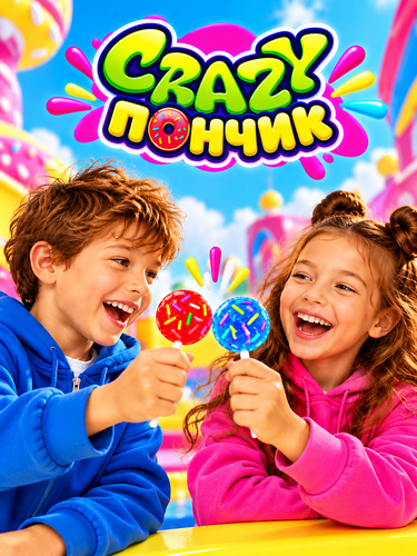 Карамель КАНДИ КЛАБ Crazy Пончик ассорти, на палочке, 10г, картинка