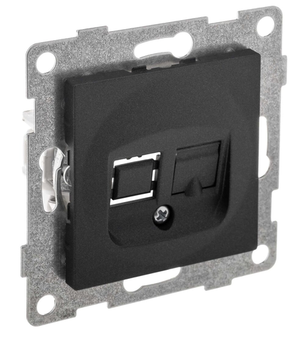 Розетка RJ-12 1 пост GUSI ELECTRIC BRAVO графит, изображение