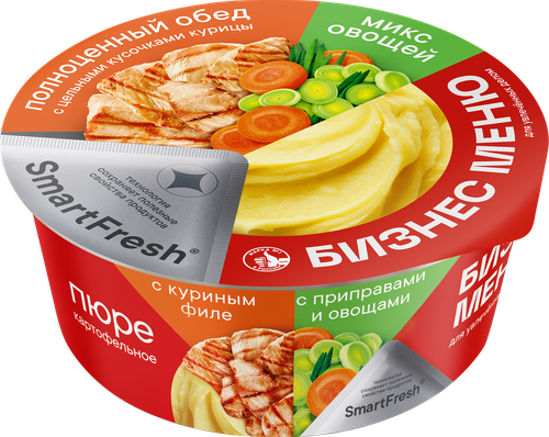 Пюре картофельное БИЗНЕС МЕНЮ с куриным филе, приправами и овощами, 110г, фотография