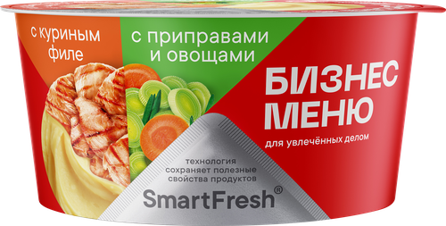 Пюре картофельное БИЗНЕС МЕНЮ с куриным филе, приправами и овощами, 110г, детальное фото