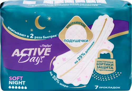 Прокладки гигиенические DAY SPA Active Days night, 7шт, детальное фото