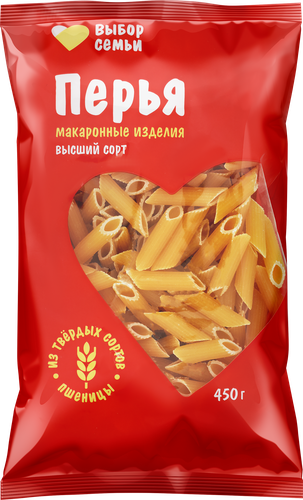 Макароны ВЫБОР СЕМЬИ Перья, 450г, детальное фото