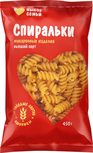 Макароны ВЫБОР СЕМЬИ Спиральки, 450г, изображение