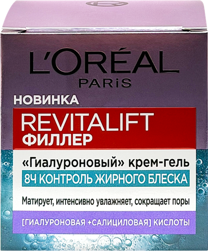 Крем-гель для лица L'OREAL Paris Revitalift гиалуроновый Филлер Контроль жирного блеска, 50мл, фотография