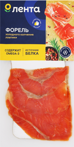 Форель холодного копчения ЛЕНТА филе-ломтики, 80г, детальное фото