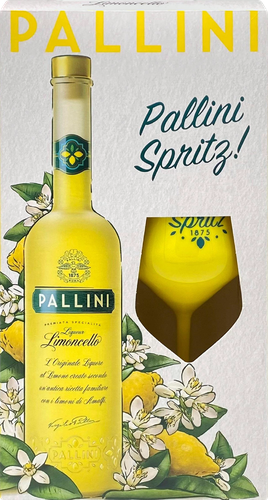Ликер PALLINI Лимончелло 26%, с бокалом, п/у, 0.5л
