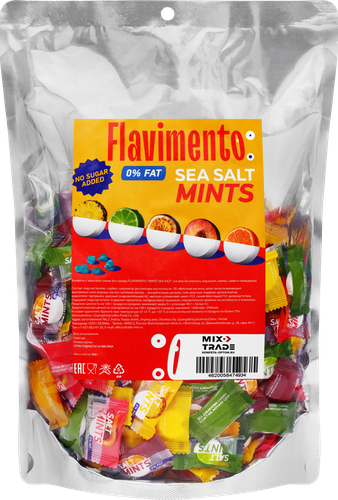 Конфеты FLAVIMENTO Mints sea salt с морской солью, без сахара, 500г, крупный план