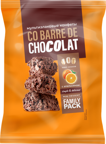 Конфеты CO BARRE DE CHOCOLAT Мультизлаковые с апельсином, 135г, изображение