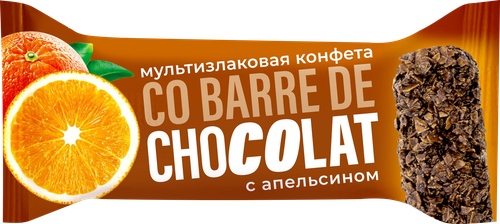 Конфеты CO BARRE DE CHOCOLAT Мультизлаковые с апельсином, 135г, крупный план