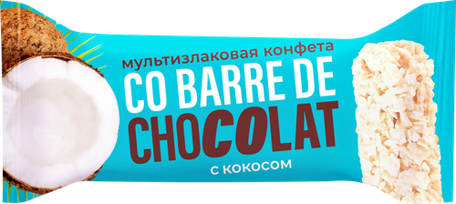 Конфеты CO BARRE DE CHOCOLAT Мультизлаковые с кокосом, 135г, крупный план