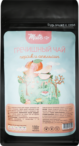 Напиток чайный MUTE Гречишный чай Персик и апельсин, 100г, вид
