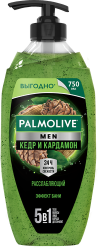 Гель для душа мужской PALMOLIVE Men Кедр и кардамон 5в1, 750мл, фото