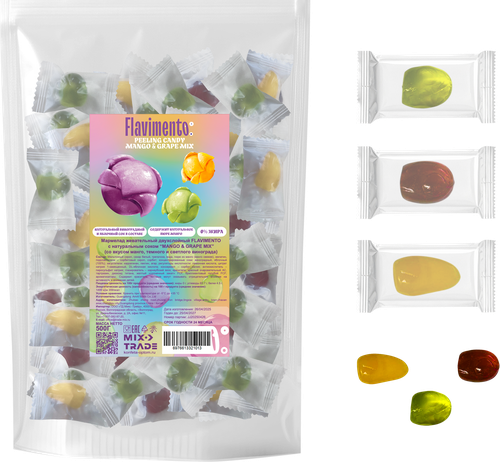 Мармелад жевательный FLAVIMENTO Mango&grape mix двухслойный с натуральным соком, 500г, фото