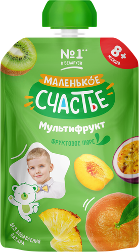Пюре фруктовое МАЛЕНЬКОЕ СЧАСТЬЕ Мультифрукт, с 8 месяцев, 90г, изображение