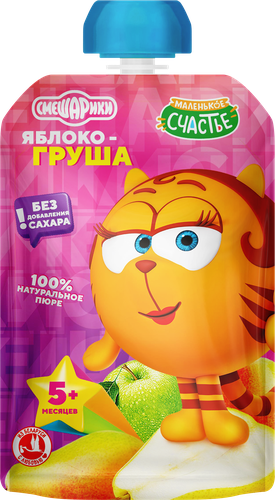 Пюре фруктовое СМЕШАРИКИ Яблоко-Груша, с 5 месяцев, 85г, изображение