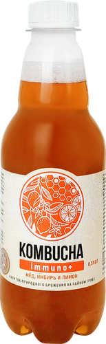 Напиток ABSOLUTE NATURE Kombucha-Immuno+ Имбирь, мед, лимон, 0.35л, вид