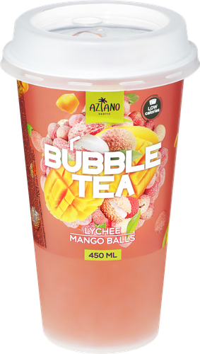 Напиток AZIANO Bubble Tea Личи, манго с джус боллами негазированный, 0.45л, фотография