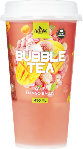 Напиток AZIANO Bubble Tea Личи, манго с джус боллами негазированный, 0.45л, детальное фото
