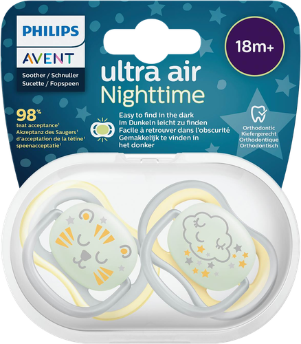 Пустышка PHILIPS AVENT ночная, с 18 месяцев, 2шт, детальное фото