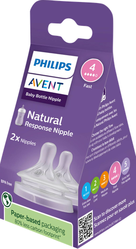 Соска для кормления PHILIPS AVENT Natural Response, силиконовая со средним потоком Т4, с 3 месяцев, 2шт, фото