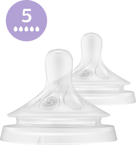Соска для кормления PHILIPS AVENT Natural Response, силиконовая с быстрым потоком Т5, с 6 месяцев, 2шт, изображение