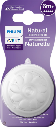 Соска для кормления PHILIPS AVENT Natural Response, силиконовая с быстрым потоком Т5, с 6 месяцев, 2шт, фотография