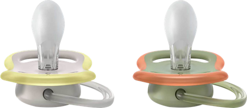 Пустышка PHILIPS AVENT Ultra Air, зеленая/серая без рисунка, с 6 до 18 месяцев, 2шт, изображение