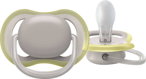 Пустышка PHILIPS AVENT Ultra Air, зеленая/серая без рисунка, с 6 до 18 месяцев, 2шт, крупный план