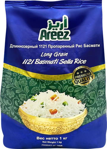 Рис длиннозерный AREEZ Басмати, пропаренный, 1кг, фотография
