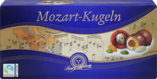 Конфеты шоколадные LAMBERTZ Mozart-Kugeln с мягкой марципановой начинкой со вкусом фисташки в молочном шоколаде, 200г, детальное фото