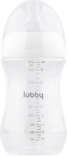 Бутылочка для кормления LUBBY Бионика 270мл, с молочной соской и широким горлом, с 0 месяцев, Арт. 34565, детальное фото