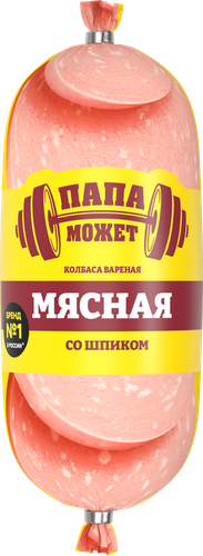 Колбаса вареная ПАПА МОЖЕТ Мясная со шпиком, 400г, фото