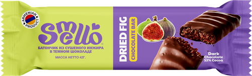 Батончик SMELLO с начинкой из сушеного инжира в темном шоколаде, 42г, фото