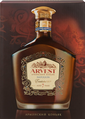 Коньяк ARVEST Napoleon Армянский марочный КВ 7 лет 40%, п/у, 0.5л, фото
