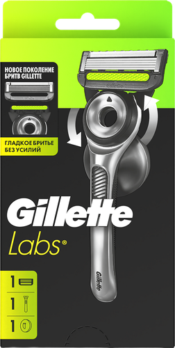 Бритва GILLETTE Labs безопасная с 1 сменной кассетой и держателем для бритвы, изображение