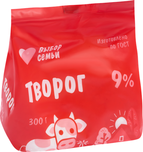 Творог ВЫБОР СЕМЬИ 9%, без змж, 300г, фотография