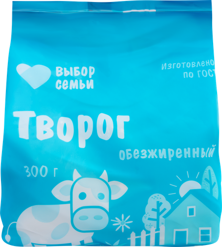 Творог ВЫБОР СЕМЬИ обезжиренный, без змж, 300г, вид