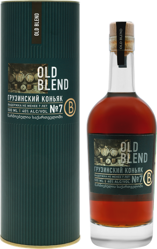 Коньяк OLD BLEND Грузинский марочный выдержанный 7 лет КВ 40%, тубус, 0.5л