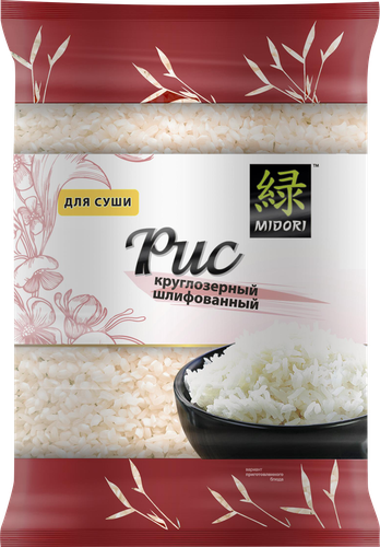 Рис круглозерный для суши MIDORI шлифованный, 450г, вид
