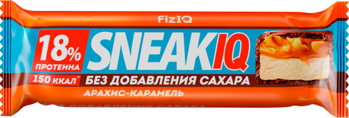 Батончик протеиновый FIZIQ с соленой карамелью и арахисом, без сахара, 50г, изображение