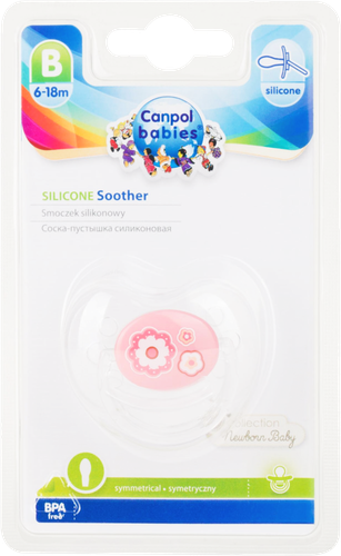Пустышка CANPOL BABIES Newborn baby, силиконовая симметричная розовая, с 6 месяцев, Арт. 22/581_pin, вид