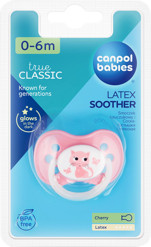 Пустышка CANPOL BABIES Cherry Animals, латексная розовая, с 0 месяцев, Арт. 22/593_pin, картинка