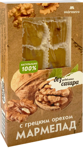 Мармелад желейный MARMECO с грецким орехом, без добавления сахара, 170г, изображение