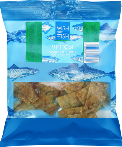 Чипсы рыбные сушено-вяленые WISH FISH По-сибирски, из трески, 70г, изображение