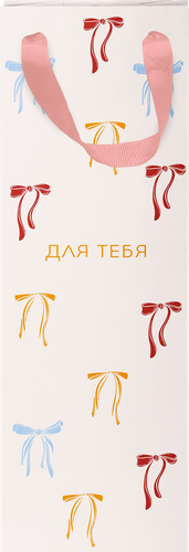 Пакет подарочный CITY HOME TRADE Cherry Lady под бутылку, премиум 12х38х10см, 1шт, крупный план