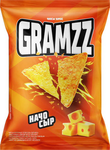 Чипсы кукурузные GRAMZZ Начос, со вкусом сыра начо, 55г, изображение