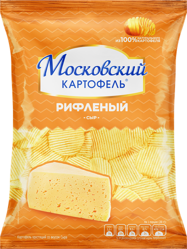 Чипсы картофельные МОСКОВСКИЙ КАРТОФЕЛЬ Рифленые хрустящие со вкусом сыра, 70г, фотография