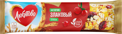 Батончик злаковый ЛЮБЯТОВО Клюква, 27г, детальное фото
