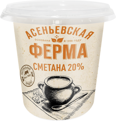 Сметана АСЕНЬЕВСКАЯ ФЕРМА 20%, без змж, 300г, фото