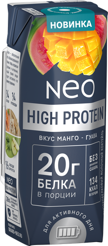 Коктейль молочный NEO Манго, гуава высокобелковый 0,3%, без змж, 260г, фотография